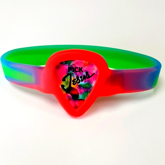 PICK JESUS Guitar Pick Holder Silicone Bracelet - Picture 1 of 3